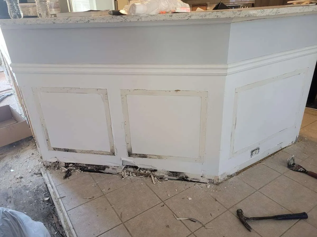 Water damage and mold on kitchen during Storm Damage Restoration in University of California-Davis